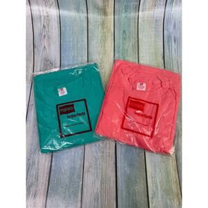 Hanes Vintage Blank Single Stitch USA Imperfects NEW Size Medium Green Salmon